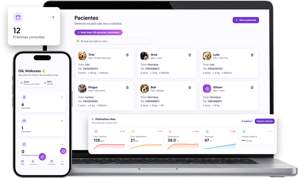 VetAccess em notebook e celular